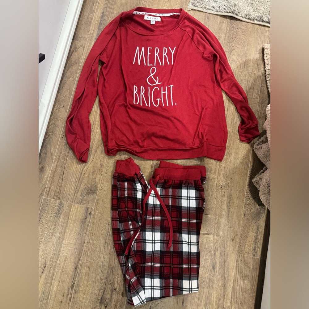 Rae Dunn Red 'Merry & Bright' Pajama Set